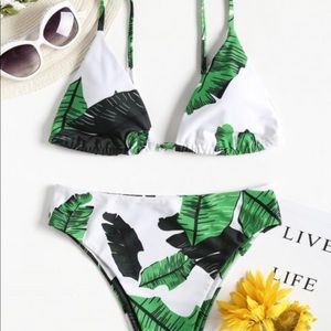 Zaful high waisted leaf bikini medium cheeky